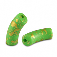 Perles acryliques tube mat Vert clair-dor&eacute;