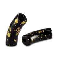 Perles acryliques tube brillante Noir-dor&eacute;