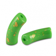 Perles acryliques tube brillante Vert clair-dor&eacute;