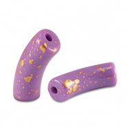 Perles acryliques tube brillante Violet-dor&eacute;