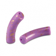Perles acryliques tube brillante Violet-dor&eacute;
