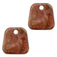 Pendentifs en r&eacute;sine trap&egrave;ze paillet&eacute; Multicolore marron