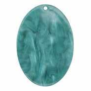 Pendentifs en r&eacute;sine ovale Bleu p&eacute;trole