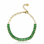 Bracelets en acier Inox Dor&eacute;-vert