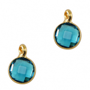 Pendentifs en verre Crystal Glass 7mm Bleu-dor&eacute;