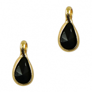 Pendentifs en verre Crystal Glass goutte Noir-dor&eacute;