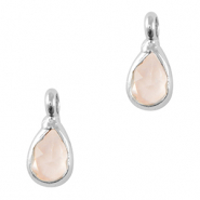 Pendentifs en verre Crystal Glass goutte Rose clair-argent&eacute;