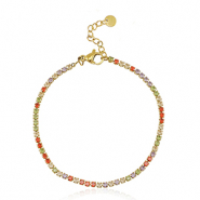 Bracelets en acier Inox Dor&eacute;-multicolore