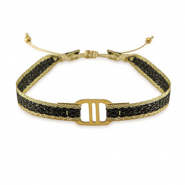 Bracelets tendance ruban avec connecteur acier inox Noir-dor&eacute;