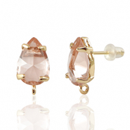 Boucles d&rsquo;oreilles / puces d&rsquo;oreilles en verre Crystal Glass avec anneau goutte P&ecirc;che-dor&eacute;