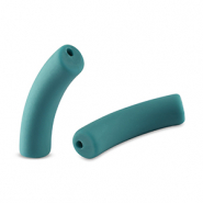Perles tubes acryliques mat Vert vague oc&eacute;ane