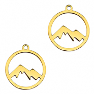 Breloques en acier Inox montagne Dor&eacute;