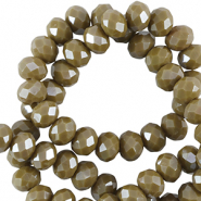 Perles &agrave; facettes 6x4mm disque Heishi Vert oxyde de chrome-pearl shine coating
