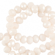 Perles &agrave; facettes 4x3mm disque Heishi Blanc vanill&eacute;-pearl shine coating