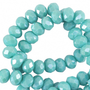 Perles &agrave; facettes 3x2mm disque Heishi Bleu sarcelle clair-pearl shine coating