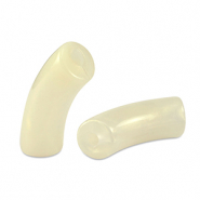 Perles tubes acryliques brillante Blanc cass&eacute; dor&eacute;