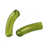 Perles tubes acryliques brillante Vert olive dor&eacute;