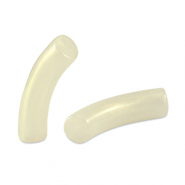 Perles tubes acryliques brillante Blanc cass&eacute; dor&eacute;