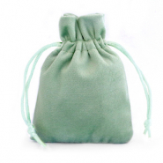 Sachet &agrave; bijoux en velours Vert cendre