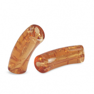 Perles tubes acryliques craquel&eacute; Marron cuivre