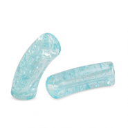 Perles tubes acryliques craquel&eacute; Bleu turquoise