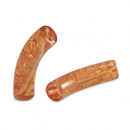 Perles tubes acryliques craquel&eacute; Marron cuivre