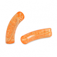 Perles tubes acryliques craquel&eacute; Orange