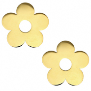 Breloques en acier Inox fleur Dor&eacute;