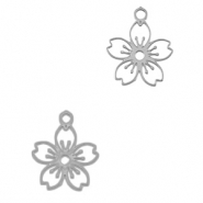Breloques en acier Inox fleur Argent&eacute;