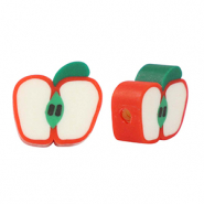 Perles en polym&egrave;re pomme Rouge-blanc