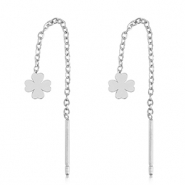 Boucles d'oreilles en acier Inox tr&egrave;fle Argent&eacute;