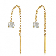 Boucles d'oreilles en acier Inox zirconium Dor&eacute;