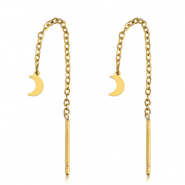 Boucles d'oreilles en acier Inox lune Dor&eacute;