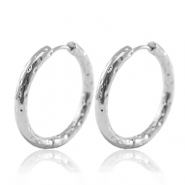 Boucles d'oreilles en acier Inox cr&eacute;oles 25mm Argent&eacute;