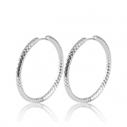 Boucles d'oreilles en acier Inox cr&eacute;oles 25mm Argent&eacute;