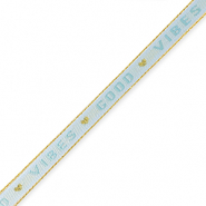 Ruban texte "good vibes" Bleu glacier-dor&eacute;