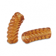 Perles tubes acryliques torsad&eacute; Marron topaze transparent