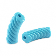 Perles tubes acryliques torsad&eacute; Bleu