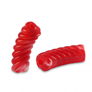Perles tubes acryliques torsad&eacute; Rouge transparent