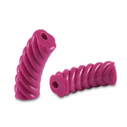Perles tubes acryliques torsad&eacute; Rose magenta