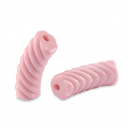 Perles tubes acryliques torsad&eacute; Rose clair