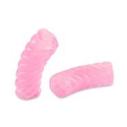 Perles tubes acryliques torsad&eacute; Rose transparent
