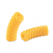 Perles tubes acryliques torsad&eacute; Jaune spectra