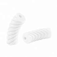 Perles tubes acryliques torsad&eacute; Blanc