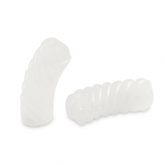 Perles tubes acryliques torsad&eacute; Blanc transparent