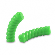 Perles tubes acryliques torsad&eacute; Vert