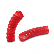 Perles tubes acryliques torsad&eacute; Rouge transparent