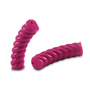 Perles tubes acryliques torsad&eacute; Rose magenta