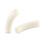 Perles tubes acryliques torsad&eacute; Blanc cass&eacute;