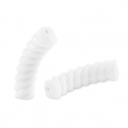 Perles tubes acryliques torsad&eacute; Blanc